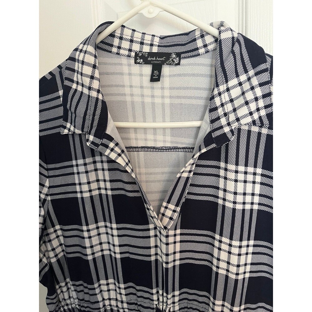 Ava & Viv Black and White Plaid Shirt Dress - Picture 6 of 7
